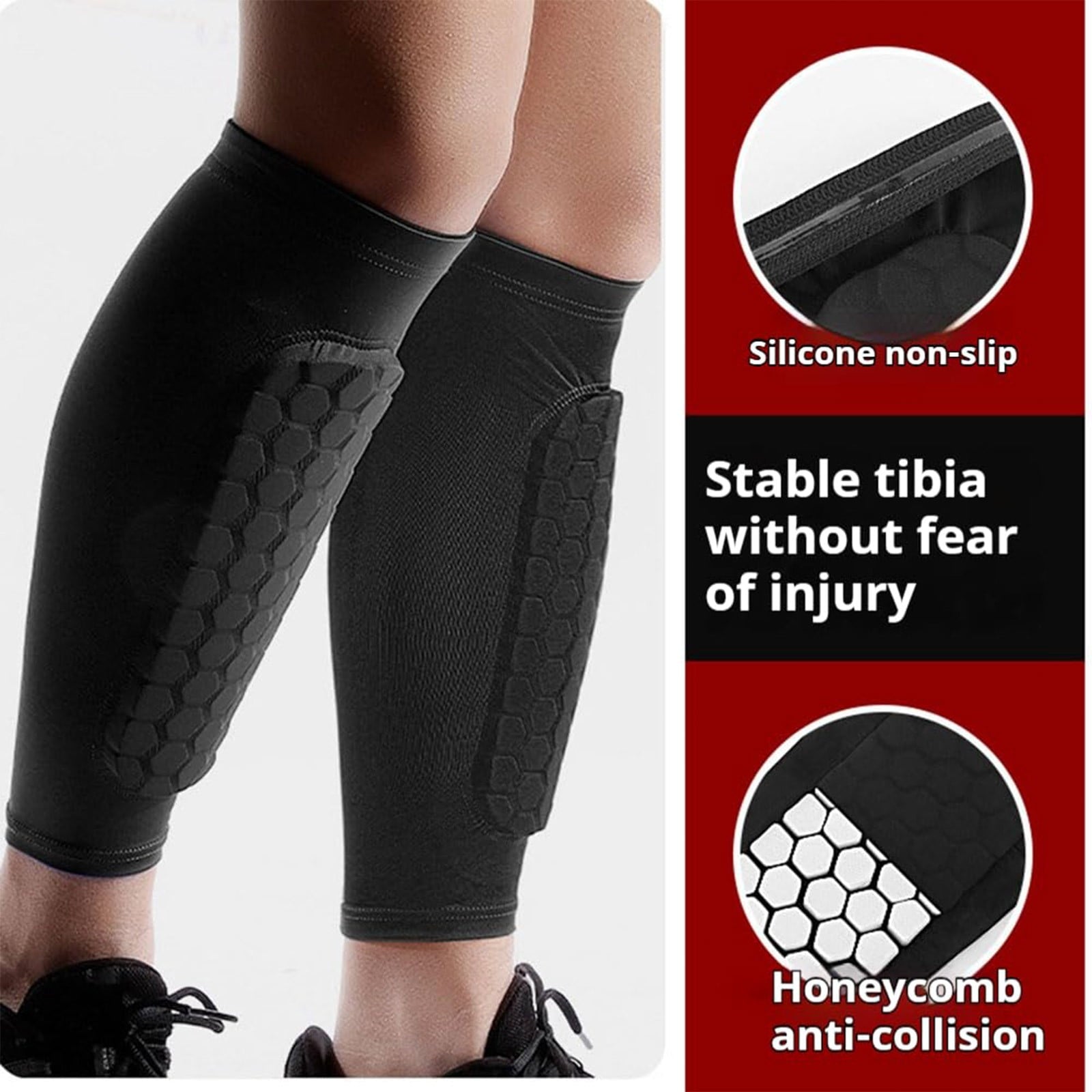 1Pc Soccer Shin Guards Shin Pads for Youth Adults , Calf Compression Sleeve with Honeycomb Pads, Lightweight Calf Protective Gear Ideal for Football, Taekwondo, MTB & More (Orange)