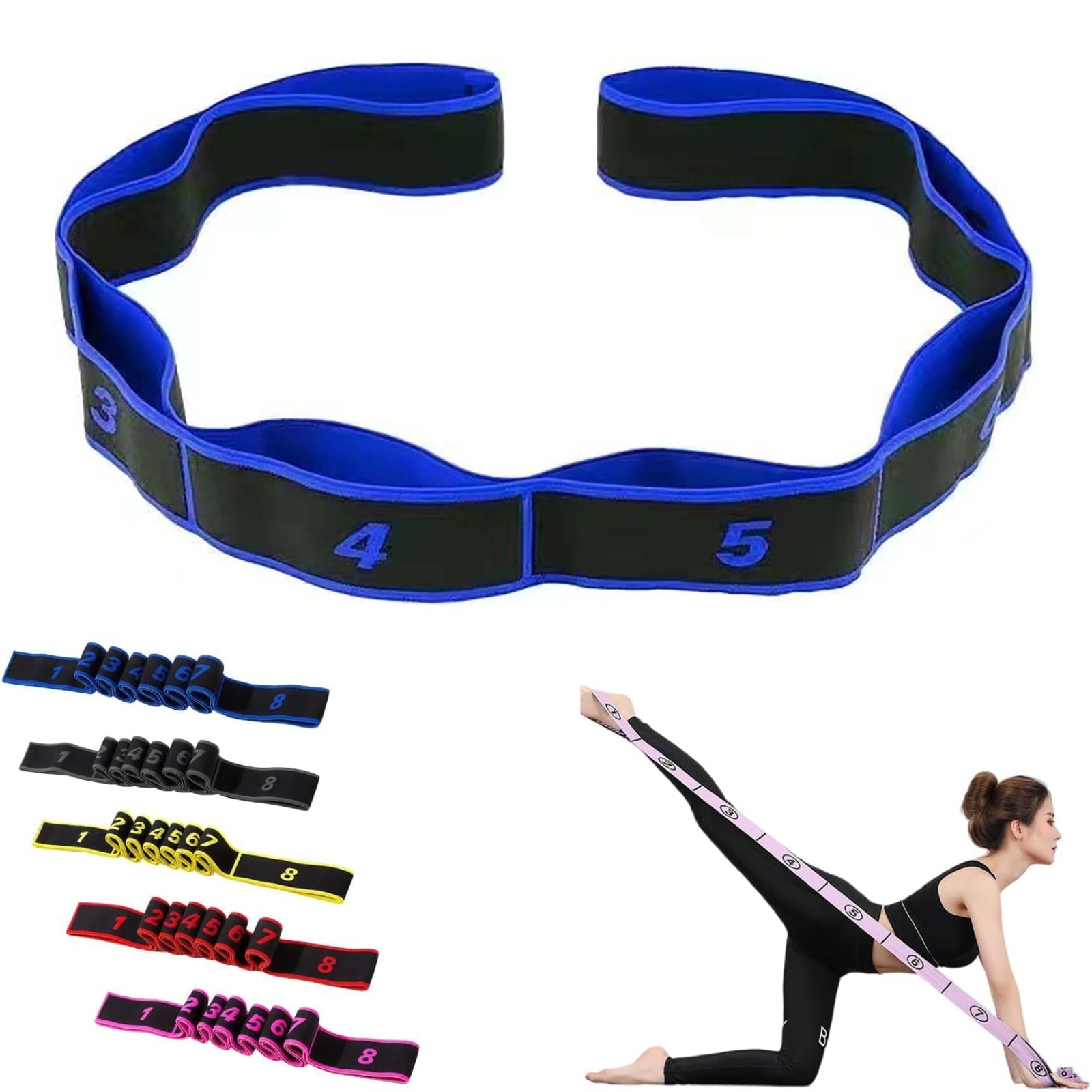 2026 Upgrade Fitness Resistance Band for Stretching and Yoga, Elastic Yoga Stretching Strap with Loops Handle, Adjustable Leg Stretcher Bands for Full Body Stretching Shaping (Purple)