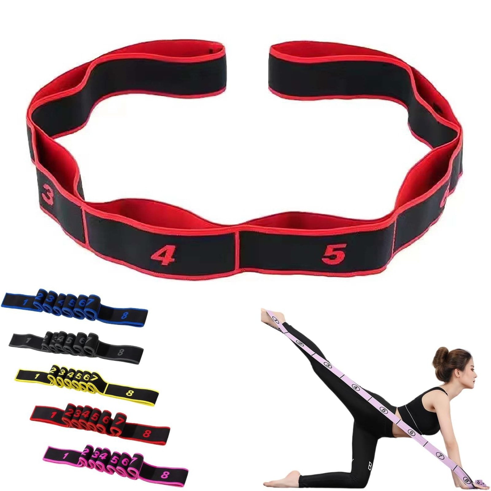 2026 Upgrade Fitness Resistance Band for Stretching and Yoga, Elastic Yoga Stretching Strap with Loops Handle, Adjustable Leg Stretcher Bands for Full Body Stretching Shaping (Purple)