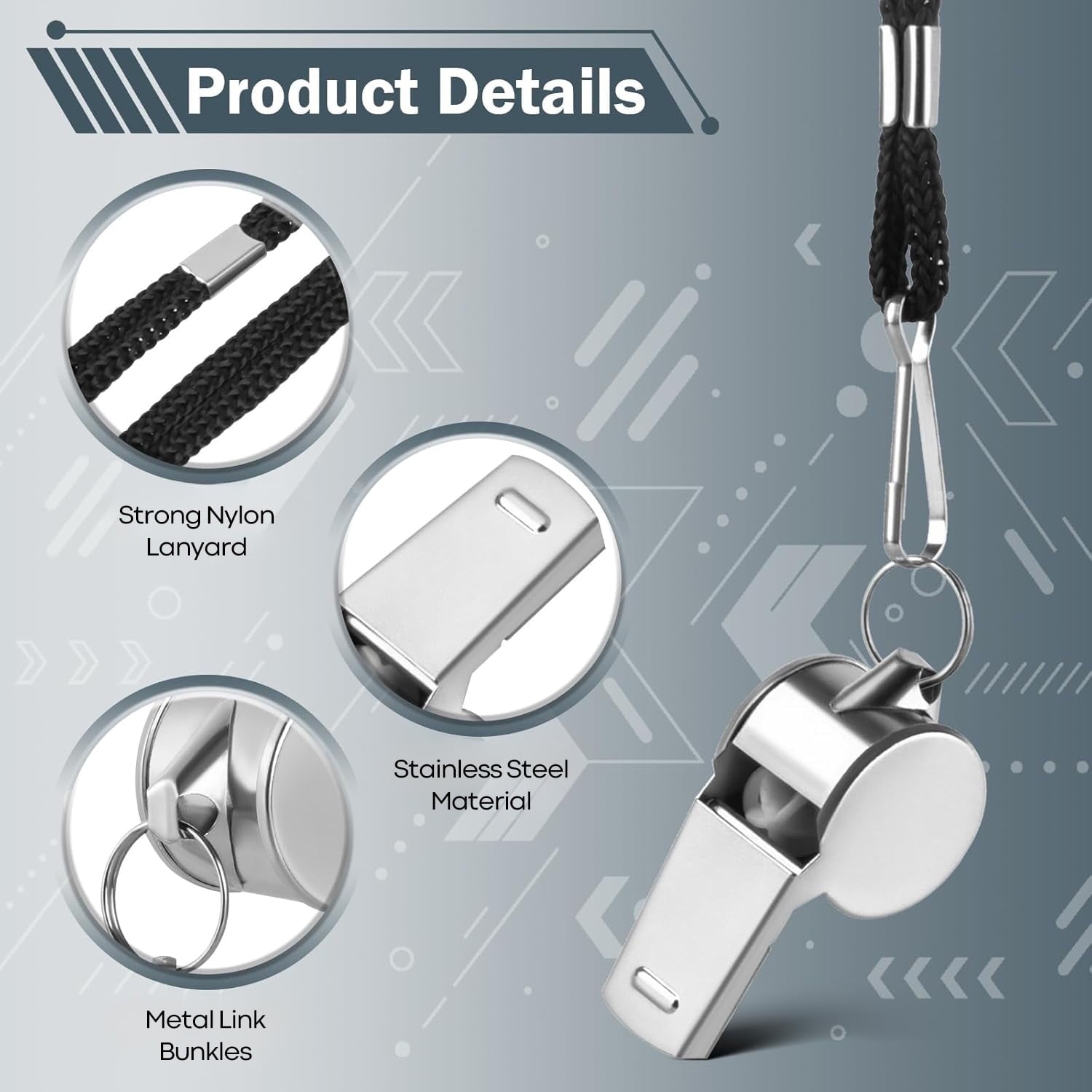 12-Pack Referee Whistle Set – Loud Sports Whistles for Coaches, Teachers, Referees, Soccer, Basketball, Football, Lifeguards – Durable Whistles with Lanyard (Silver）