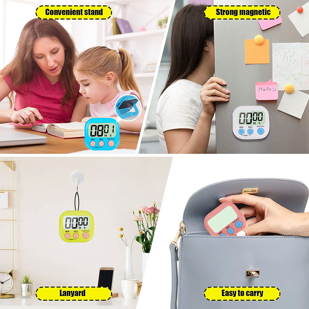 DISEN 4-Piece Multi-Function Digital Kitchen Timer - Stopwatch Count Up and Down