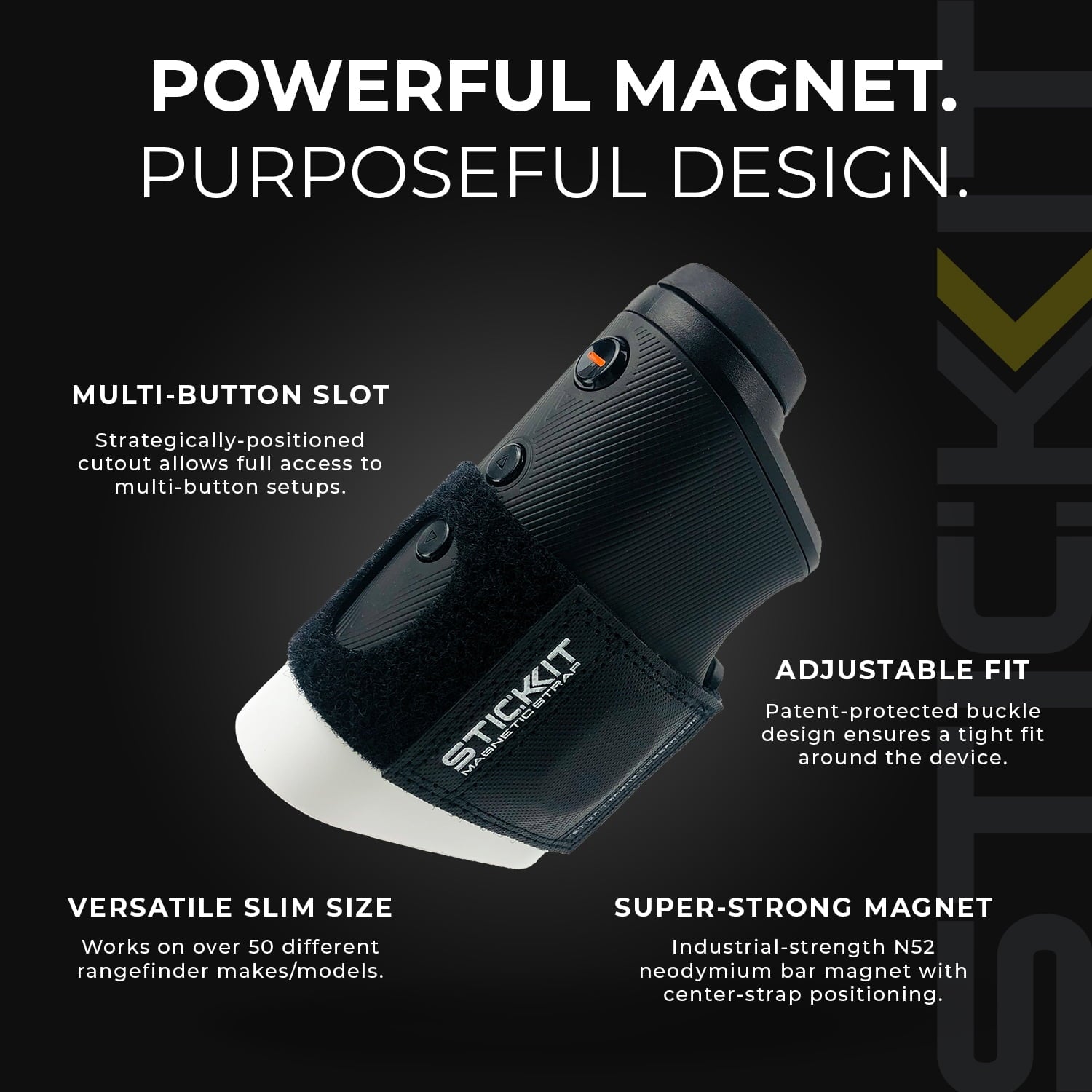 STICKIT Magnetic Rangefinder Strap - Black