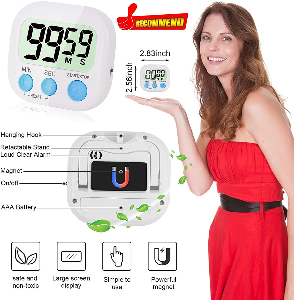DISEN 4-Piece Multi-Function Digital Kitchen Timer - Stopwatch Count Up and Down