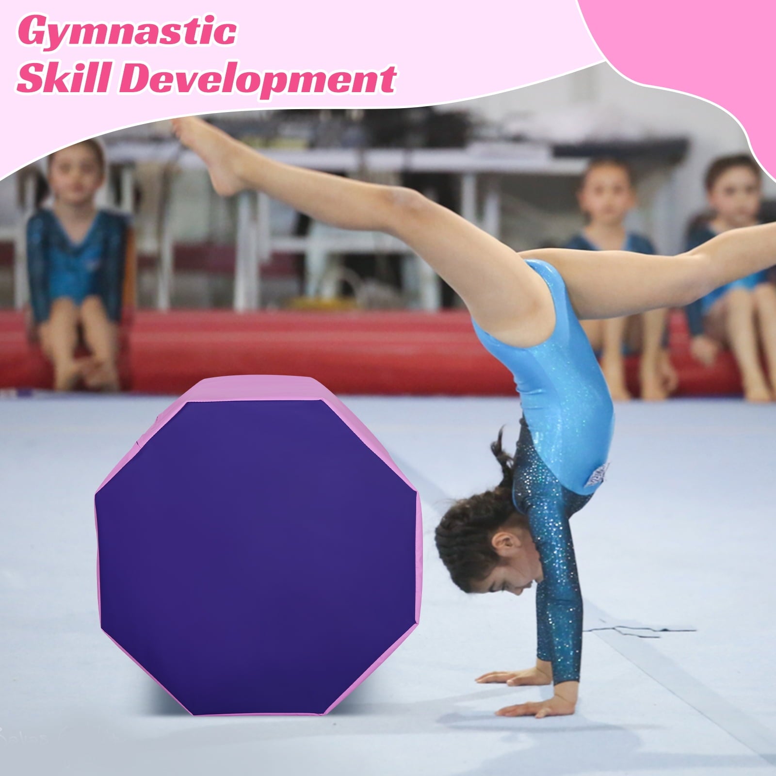 24.4" x 25.6" Gymnastics Octagon Mat Octagon Tumbler Tumbling Mats  for Gymnastics Gym Fitness Home,Pink