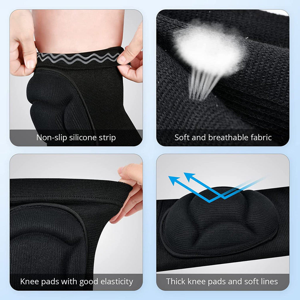 2 PCS Volleyball Knee Pads for Men Women, Thick Sponge Collision Avoidance Warm, Anti-Slip Knee Sleeve, for Football, Yoga, Dance, Work, Gardening(L,Black)SUITABLE FOR LEGCIRCUMFERENCE 42~48