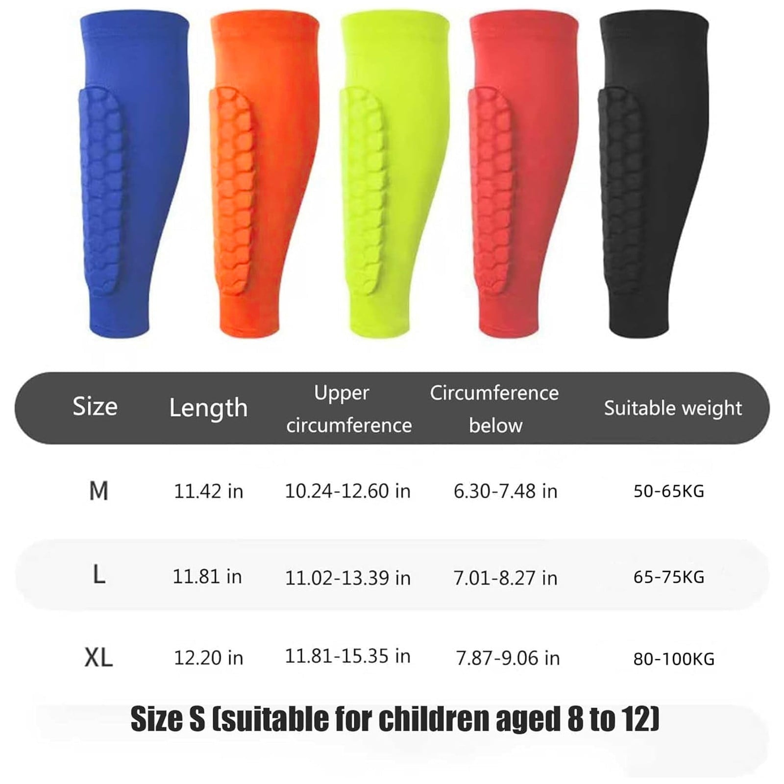 1Pc Soccer Shin Guards Shin Pads for Youth Adults , Calf Compression Sleeve with Honeycomb Pads, Lightweight Calf Protective Gear Ideal for Football, Taekwondo, MTB & More (Orange)