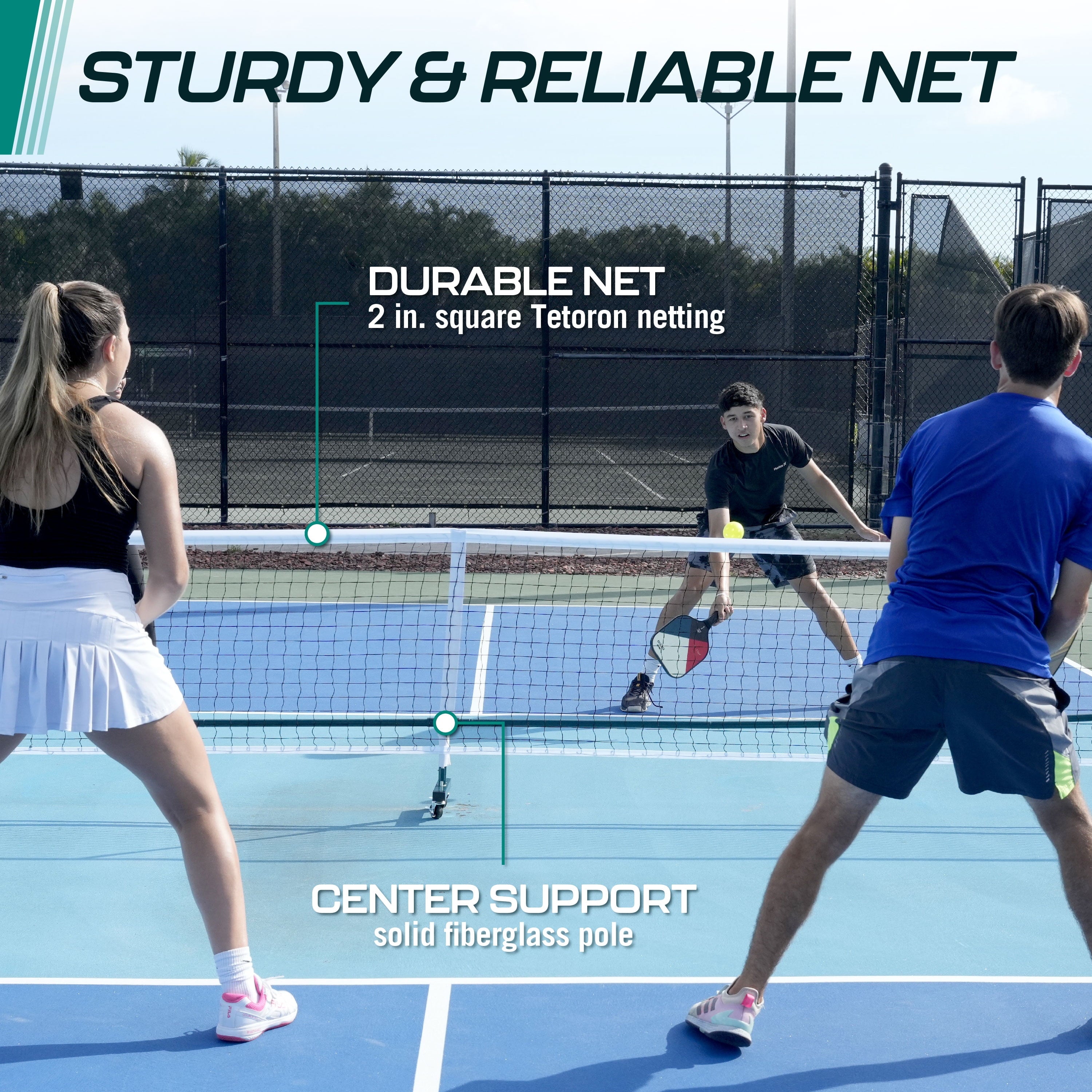 2-in-1 Pickleball Net 22-ft Full Court Meets USAPA Regulations and 11-ft Half Court Net Set with Steel Frame Poles & Locking Wheels Games by ORCA